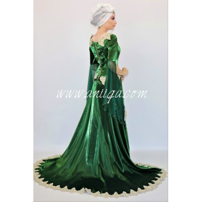 Robe de marié henné vert royal avec traîne