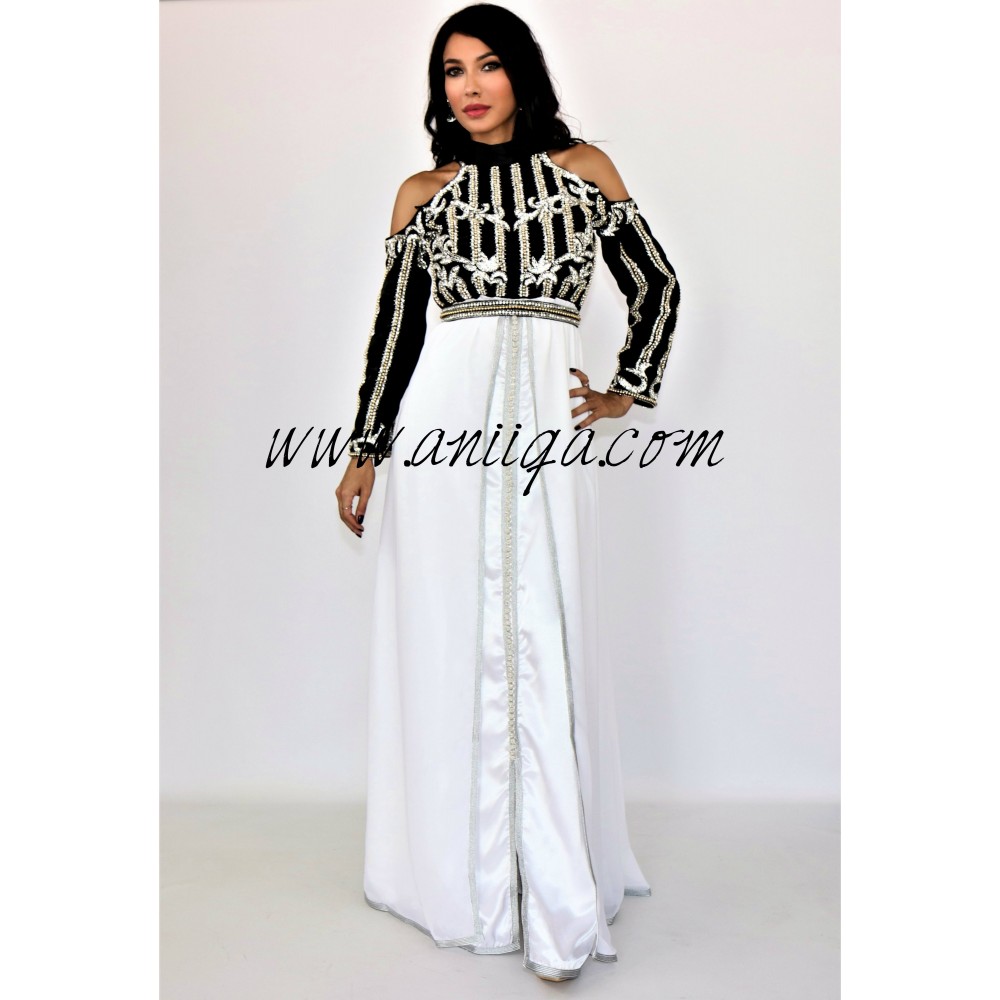 Caftan moderne blanc et noir