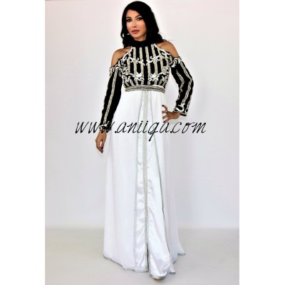 Caftan moderne blanc et noir