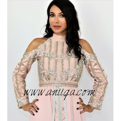 Caftan moderne rose poudré