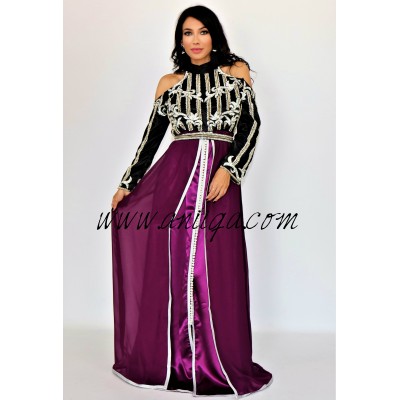 Caftan moderne prune et noir