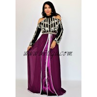 Caftan moderne prune et noir