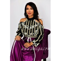 Caftan moderne prune et noir