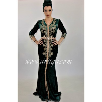 Caftan moderne sirène vert royal