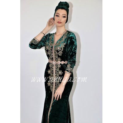 Caftan moderne sirène vert royal