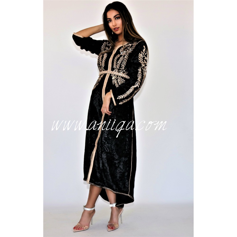 Caftan mini velours noir