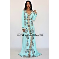 Caftan moderne arabesque vert eau