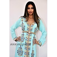 Caftan moderne arabesque vert eau