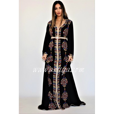 Caftan moderne arabesque noir