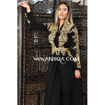 Caftan combinaison noir doré