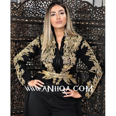 Caftan combinaison noir doré