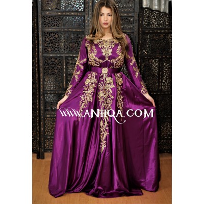 Caftan crsital prune en soie