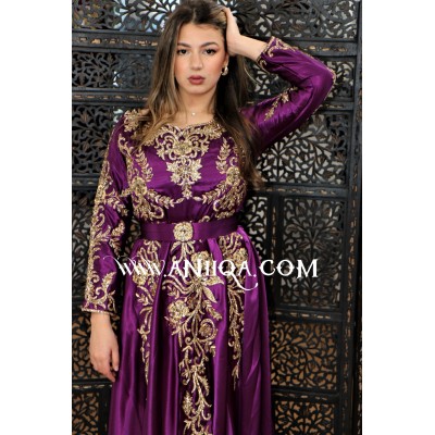 Caftan crsital prune en soie