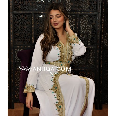 Caftan moderne blanc cristal