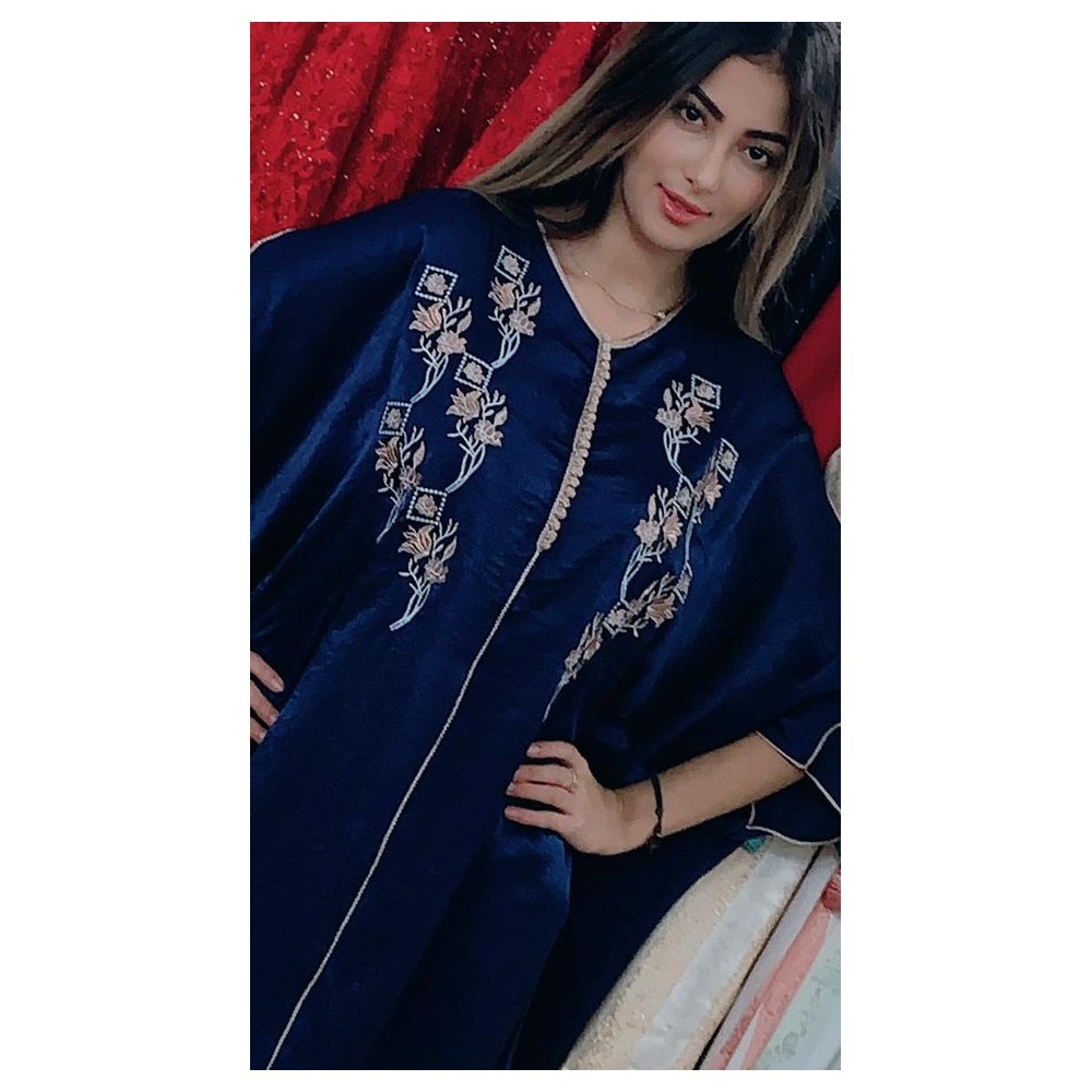 gandoura marocaine bleu nuit