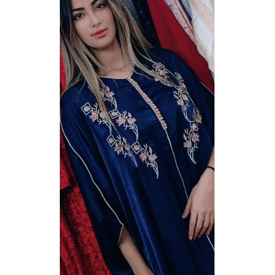 gandoura marocaine bleu nuit