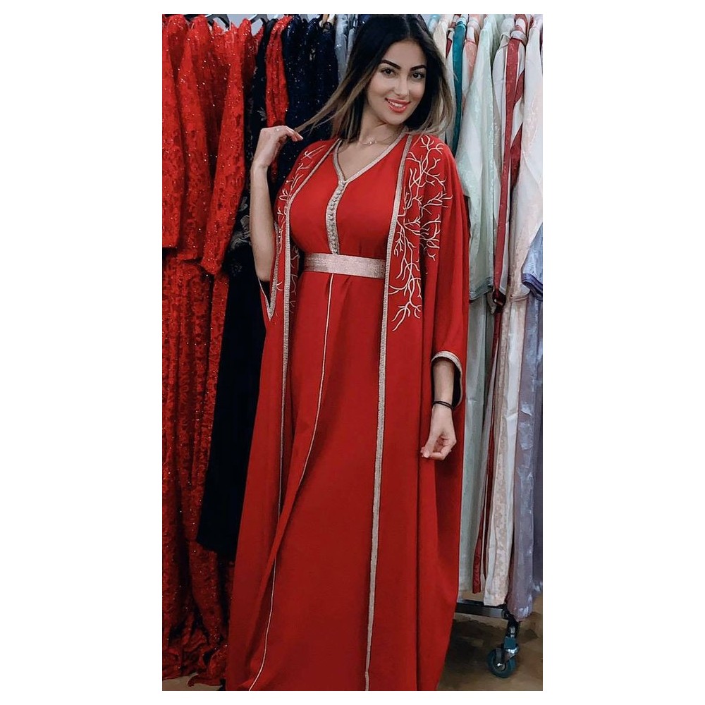 Caftan 2 pièces  damira rouge