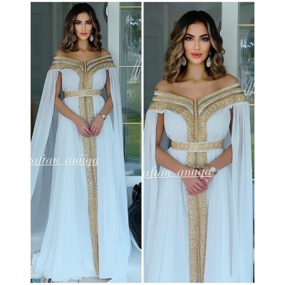 CAFTAN MODERNE COL BATEAU BLANC 2021