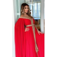 CAFTAN MODERNE COL BATEAU ROUGE 2021