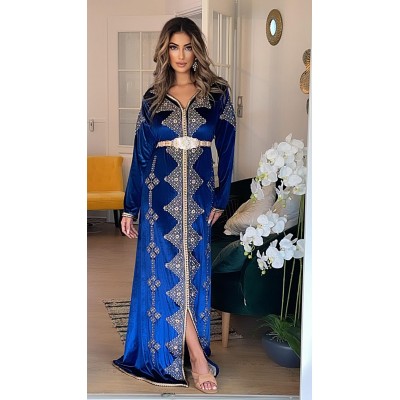 caftan bleu roi velour