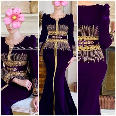 Caftan sirène velour violet haida