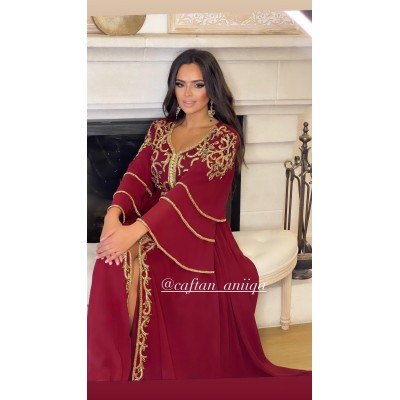 Caftan Souhir bordeau