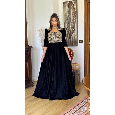 Caftan Marwa Velours De Soie Noir