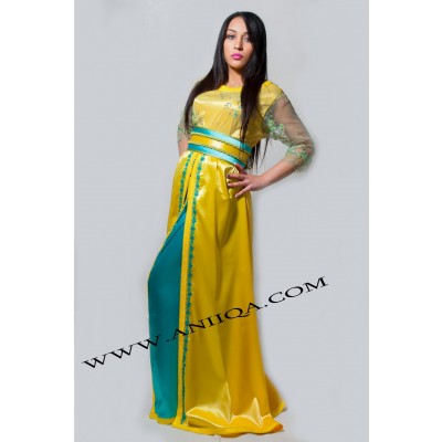 caftan marocain jaune